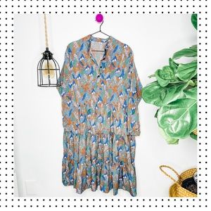 NWOT Bohemian Long-Sleeve Floral Midi Dress L